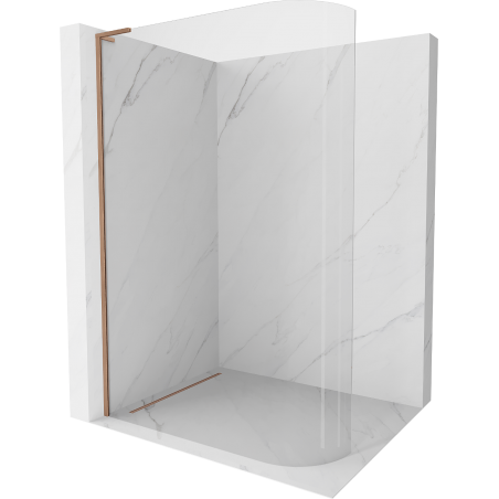 Mexen Kioto-R L abgerundete Walk-in-Duschwand 90 x 200 cm, transparent, gebürstetes Kupfer - 800-090-103-65-06