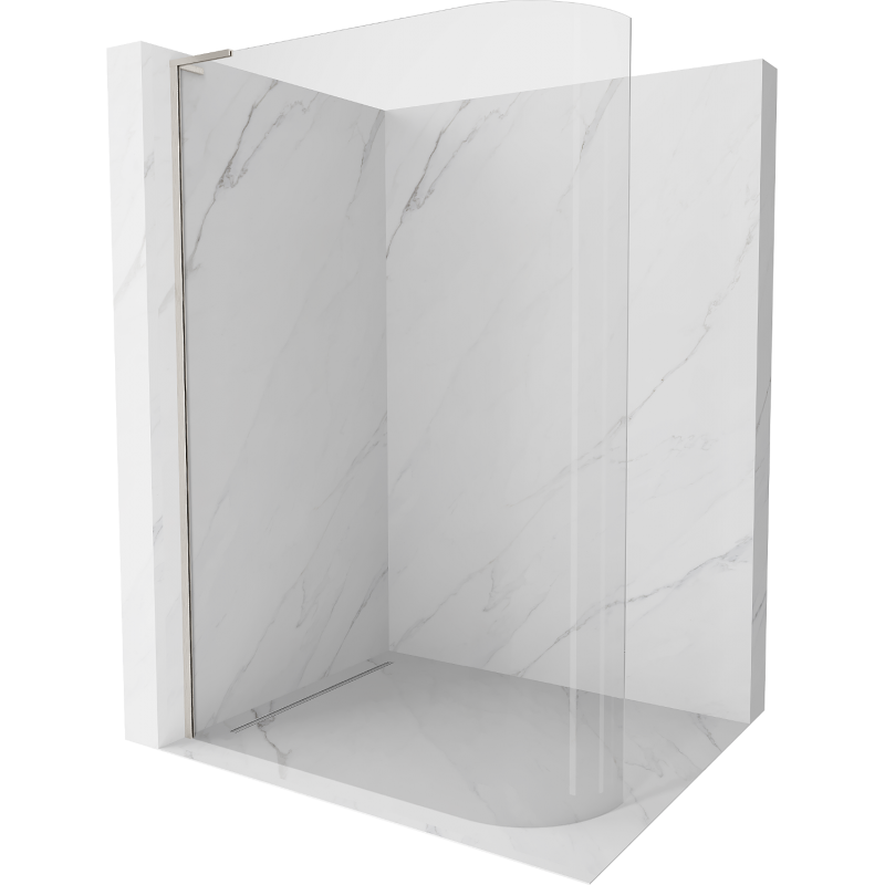 Mexen Kioto-R L Runde Duschwand Walk-in 80 x 200 cm, transparent, gebürsteter Nickel - 800-080-103-97-06