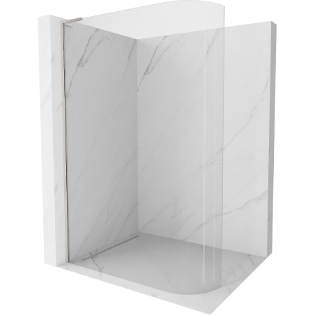 Mexen Kioto-R L Runde Duschwand Walk-in 80 x 200 cm, transparent, gebürsteter Nickel - 800-080-103-97-06