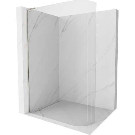 Mexen Kioto-R L Runde Duschwand Walk-in 90 x 200 cm, transparent, gebürsteter Nickel - 800-090-103-97-06