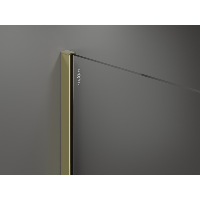 Mexen Kioto Duschwand Walk-in 90 x 200 cm, schwarzes Gitter 8 mm, gold - 800-090-101-50-77