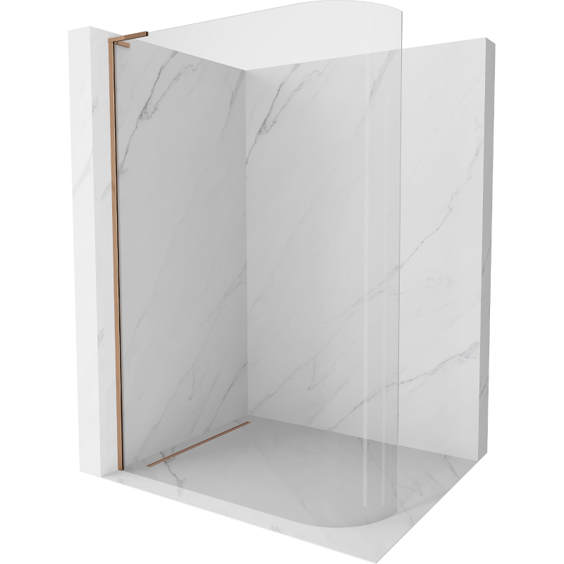 Mexen Kioto-R L gebogene Duschwand Walk-in 100 x 200 cm, transparent, Roségold - 800-100-103-60-06