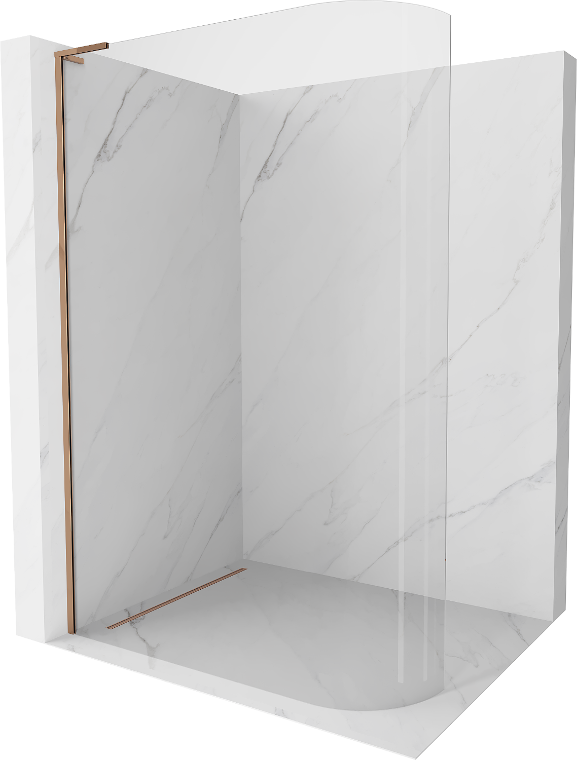 Mexen Kioto L Duschwand gebogen Walk-in 100 x 200 cm, transparent, roségold - 800-100-103-60-06