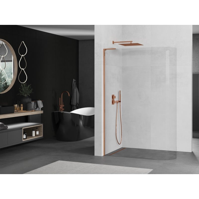 Mexen Kioto-R L Runddusche Walk-in 110 x 200 cm, transparent, Roségold - 800-110-103-60-06