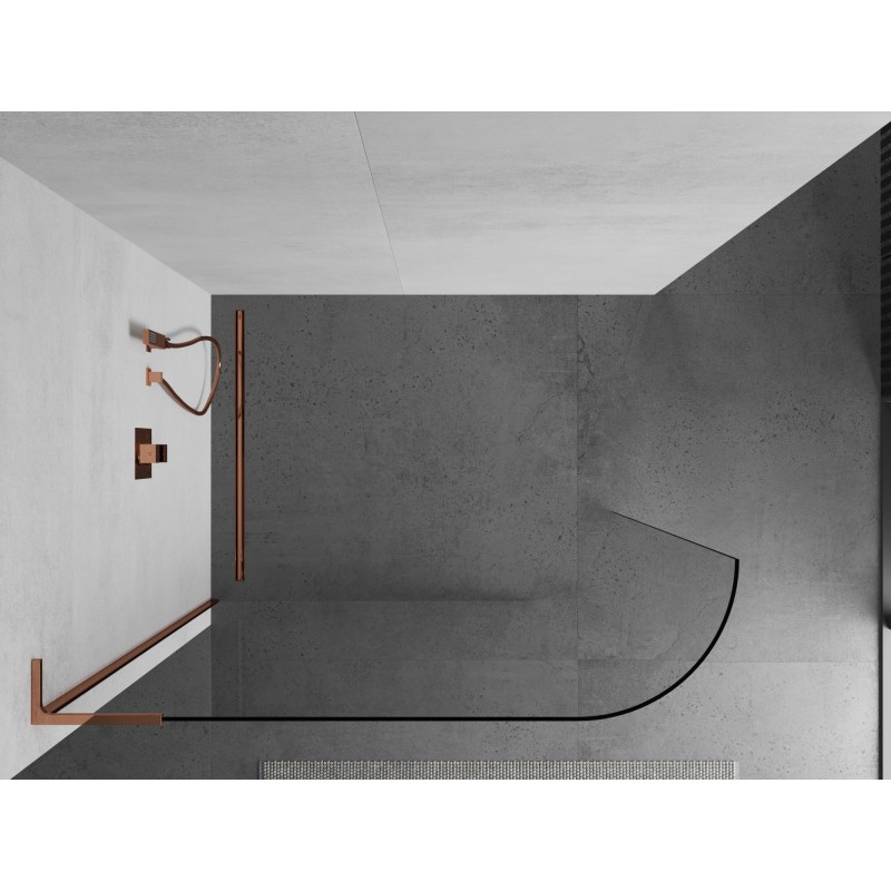 Mexen Kioto-R L Runddusche Walk-in 110 x 200 cm, transparent, Roségold - 800-110-103-60-06
