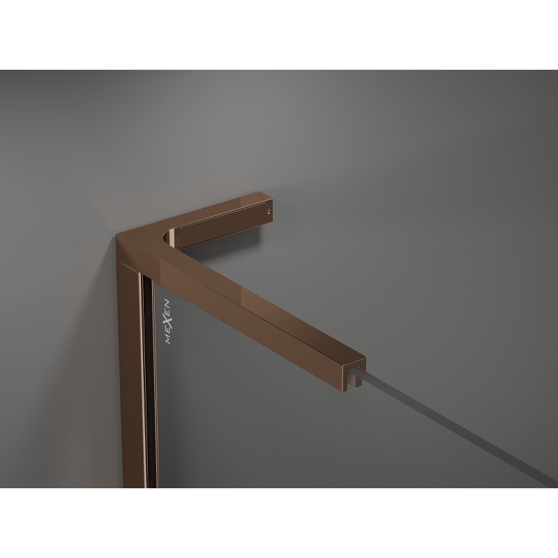 Mexen Kioto-R L Duschwand abgerundet Walk-in 120 x 200 cm, transparent, Roségold - 800-120-103-60-06