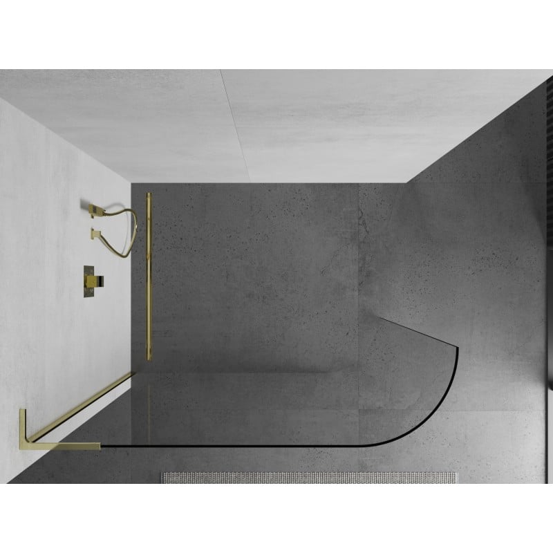 Mexen Kioto-R L abgerundete Walk-in Duschwand 80 x 200 cm, transparent, golden - 800-080-103-50-06