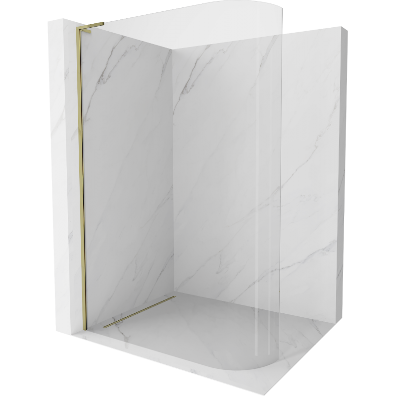 Mexen Kioto-R L Duschwand abgerundet Walk-in 120 x 200 cm, transparent, gold - 800-120-103-50-06