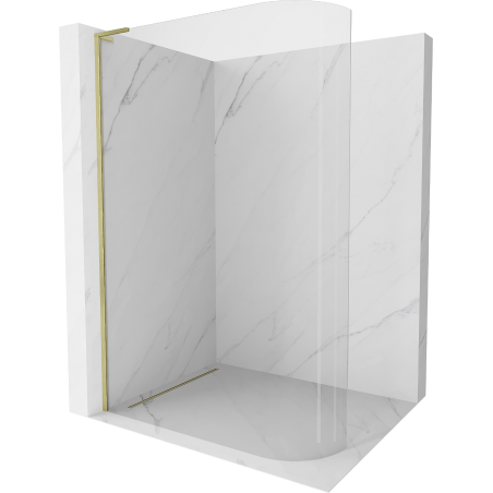 Mexen Kioto-R L abgerundete Duschwand Walk-in 80 x 200 cm, transparent, gold gebürstet - 800-080-103-55-06