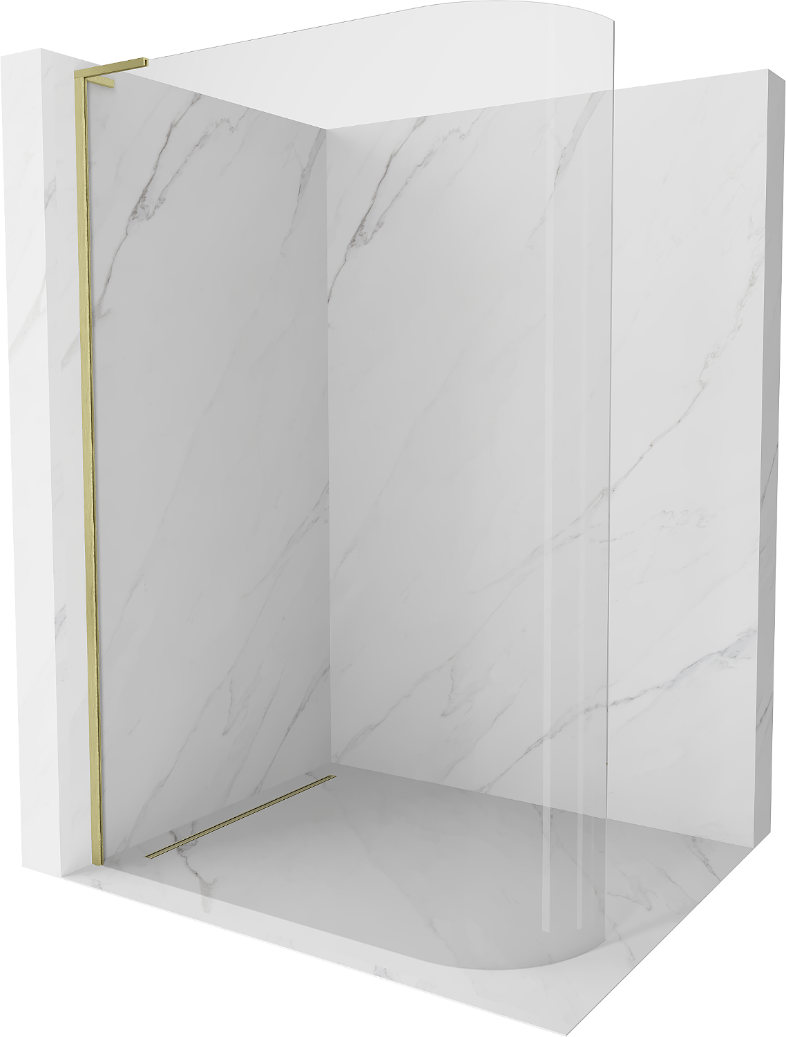 Mexen Kioto L Duschwand gebogen Walk-in 100 x 200 cm, transparent, gebürstetes Gold - 800-100-103-55-06