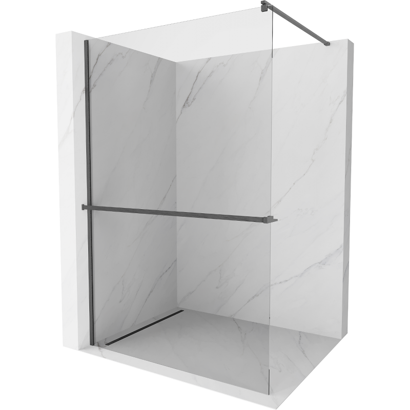 Mexen Kioto+ Duschwand mit Ablage Walk-in 90 x 200 cm, transparent, gebürstetes Gun Grau - 800-090-121-66-00