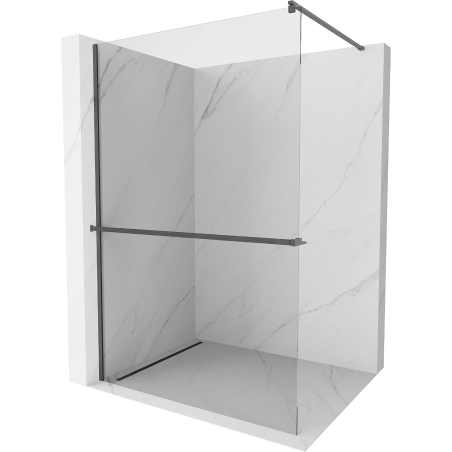 Mexen Kioto+ Duschwand mit Ablage Walk-in 90 x 200 cm, transparent, gebürstetes Gun Grau - 800-090-121-66-00