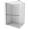 Mexen Kioto+ Duschwand mit Ablage Walk-in 90 x 200 cm, transparent, gebürstetes Gun Grau - 800-090-121-66-00