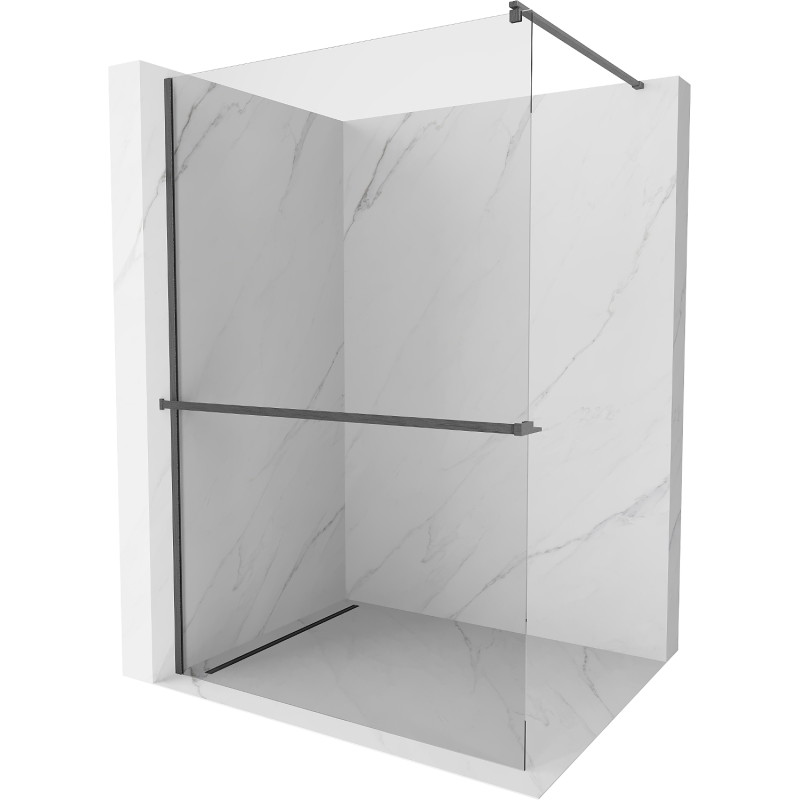 Mexen Kioto+ Duschwand mit Regal Walk-in 110 x 200 cm, transparent, gebürstetes Gun Gray - 800-110-121-66-00