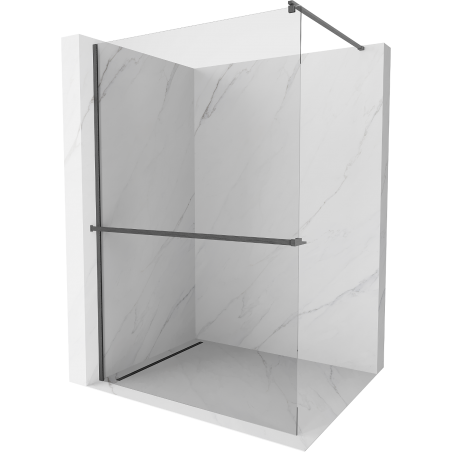 Mexen Kioto+ Duschwand mit Ablage Walk-in 115 x 200 cm, transparent, gebürstetes gun gray - 800-115-121-66-00