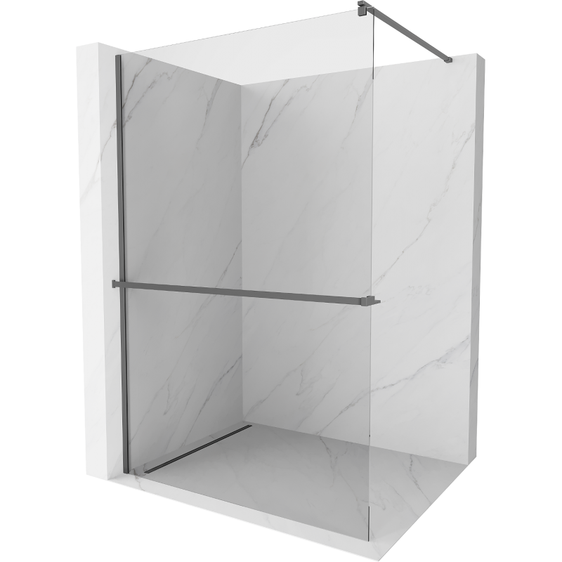 Mexen Kioto+ Duschwand mit Regal Walk-in 120 x 200 cm, transparent, Gun Metal - 800-120-121-95-00