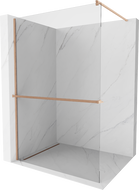 Mexen Kioto+ Duschwand mit Ablage Walk-in 70 x 200 cm, transparent, gebürstetes Kupfer - 800-070-121-65-00