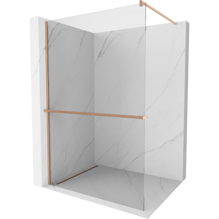 Mexen Kioto+ Duschwand mit Regal Walk-in 125 x 200 cm, transparent, gebürstetes Kupfer - 800-125-121-65-00