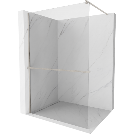 Mexen Kioto+ Duschwand mit Regal Walk-in 75 x 200 cm, transparent, gebürsteter Nickel - 800-075-121-97-00