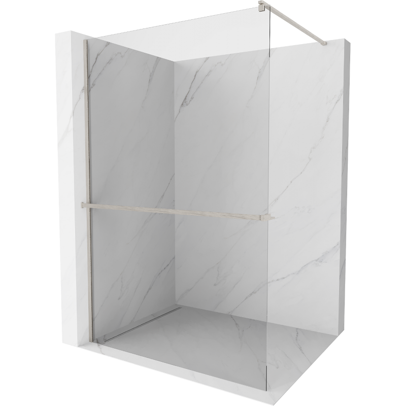 Mexen Kioto+ Duschwand mit Regal Walk-in 90 x 200 cm, transparent, gebürsteter Nickel - 800-090-121-97-00