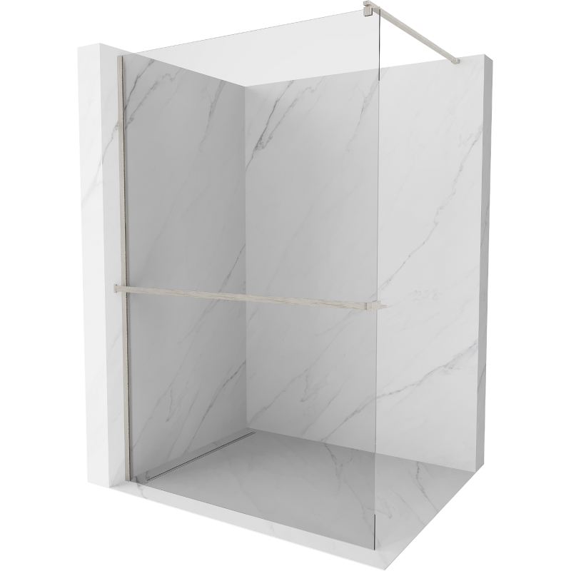 Mexen Kioto+ Duschwand mit Ablage Walk-in 130 x 200 cm, transparent, gebürsteter Nickel - 800-130-121-97-00