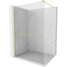 Mexen Kioto+ Duschwand mit Regal Walk-in 90 x 200 cm, transparent, gebürstetes Gold - 800-090-121-55-00