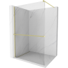 Mexen Kioto+ Duschwand mit Ablage Walk-in 95 x 200 cm, transparent, gebürstetes Gold - 800-095-121-55-00