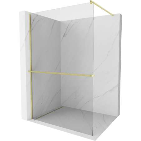 Mexen Kioto+ Duschwand mit Regal Walk-in 110 x 200 cm, transparent, gebürstetes Gold - 800-110-121-55-00