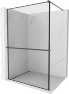 Mexen Kioto+ Duschwand mit Ablage Walk-in 140 x 200 cm, schwarzer Rahmen, gebürstetes Gun Gray - 800-140-121-66-70