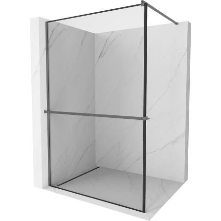 Mexen Kioto+ Duschwand mit Regal Walk-in 70 x 200 cm, schwarzer Rahmen, Gun-Metal - 800-070-121-95-70