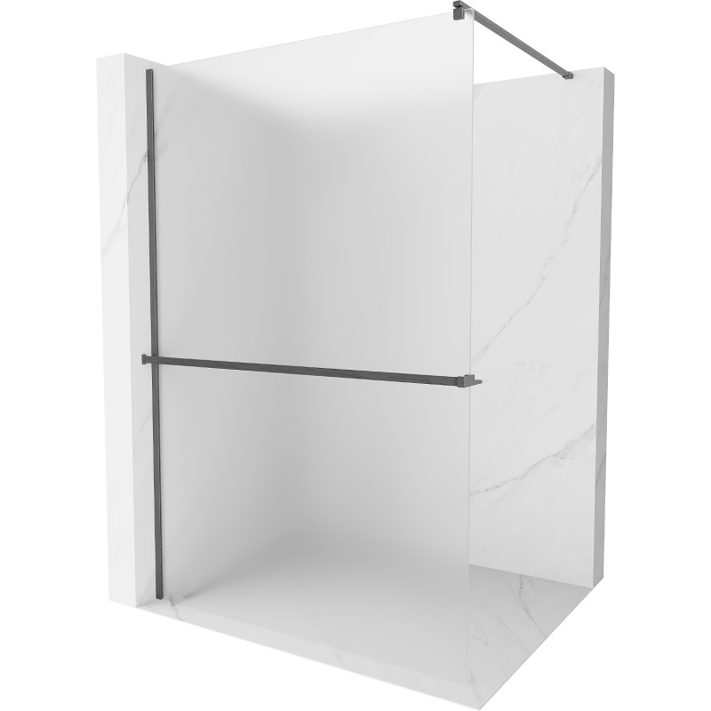Mexen Kioto+ Duschwand mit Ablage Walk-in 70 x 200 cm, Matt, Gebürstet Gun Grau - 800-070-121-66-30