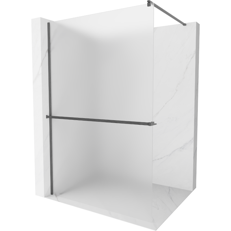 Mexen Kioto+ Duschwand mit Regal Walk-in 70 x 200 cm, Eisglas, gun gray gebürstet - 800-070-121-66-30