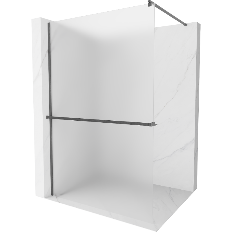 Mexen Kioto+ Duschwand mit Regal Walk-in 90 x 200 cm, matt, gun gray gebürstet - 800-090-121-66-30
