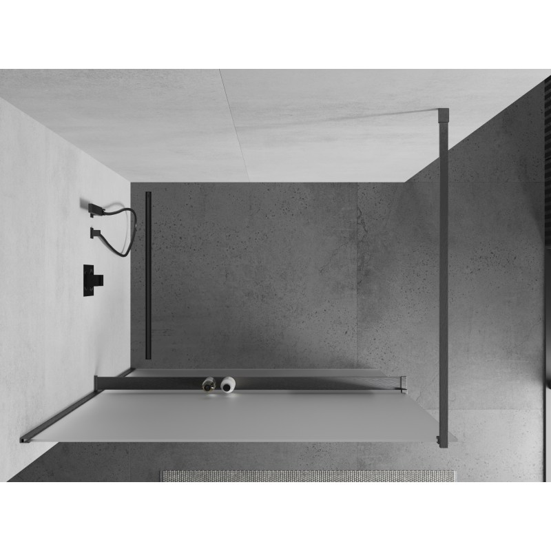 Mexen Kioto+ Duschwand mit Ablage Walk-in 100 x 200 cm, Mattglas, Gebürstetes Gun Gray - 800-100-121-66-30