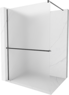 Mexen Kioto+ Duschwand mit Ablage Walk-in 100 x 200 cm, Mattglas, Gebürstetes Gun Gray - 800-100-121-66-30