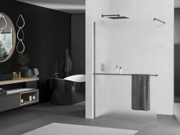 Mexen Kioto+ Duschwand mit Ablage Walk-in 70 x 200 cm, Eisglas, Gun Metal - 800-070-121-95-30
