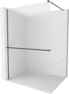 Mexen Kioto+ Duschwand mit Regal Walk-in 110 x 200 cm, Milchglas, Gun Metal - 800-110-121-95-30