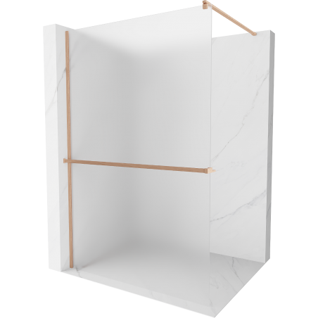 Mexen Kioto+ Duschwand mit Regal Walk-in 130 x 200 cm, Frost, gebürstetes Kupfer - 800-130-121-65-30