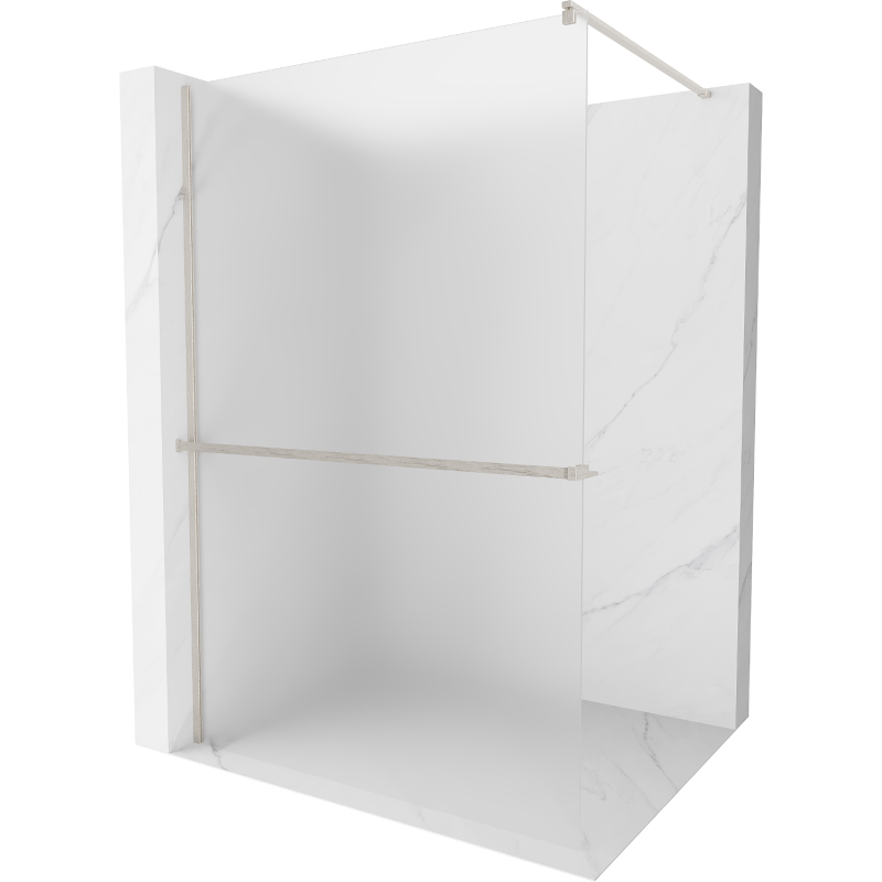 Mexen Kioto+ Duschwand mit Ablage Walk-in 70 x 200 cm, Frost, gebürsteter Nickel - 800-070-121-97-30