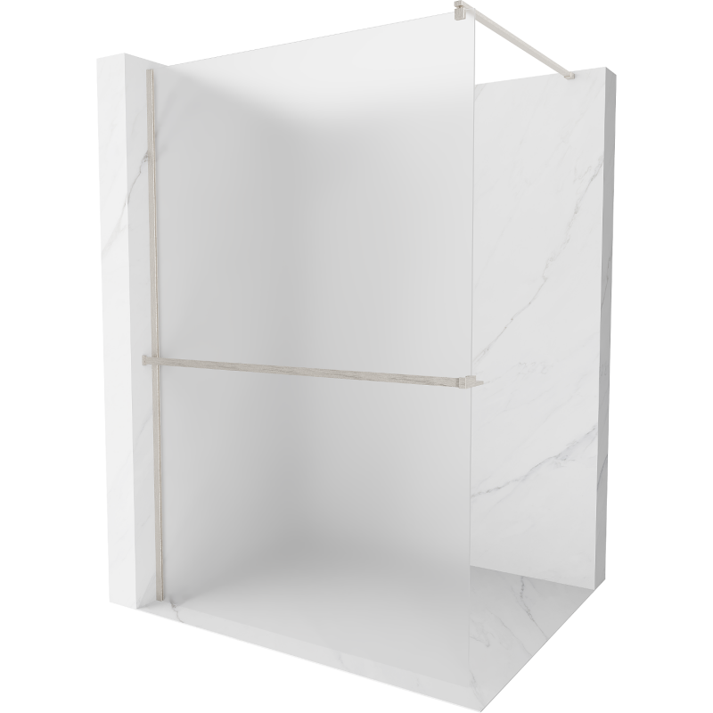 Mexen Kioto+ Duschwand mit Regal Walk-in 80 x 200 cm, Eisglas, gebürsteter Nickel - 800-080-121-97-30