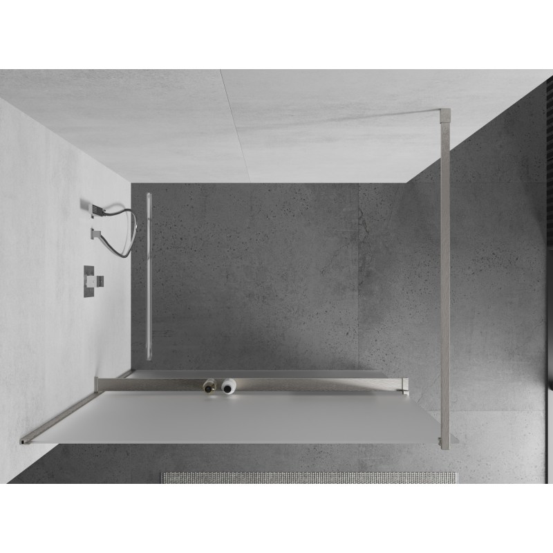 Mexen Kioto+ Duschwand mit Ablage Walk-in 110 x 200 cm, gefrostet, gebürsteter Nickel - 800-110-121-97-30