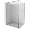 Mexen Kioto+ Duschwand mit Ablage Walk-in 80 x 200 cm, schwarzer Rahmen, gebürsteter Nickel - 800-080-121-97-70