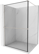 Mexen Kioto+ Duschwand mit Regal Walk-in 100 x 200 cm, schwarzer Rahmen, gebürstetes Nickel - 800-100-121-97-70