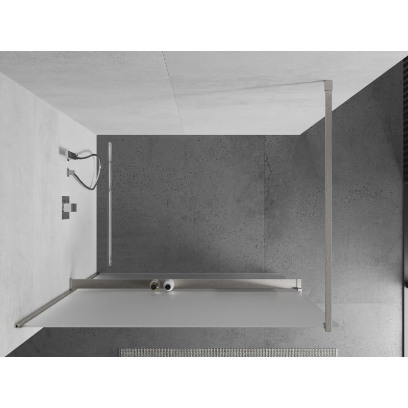 Mexen Kioto+ Duschwand mit Ablage Walk-in 140 x 200 cm, mattiert, gebürsteter Nickel - 800-140-121-97-30