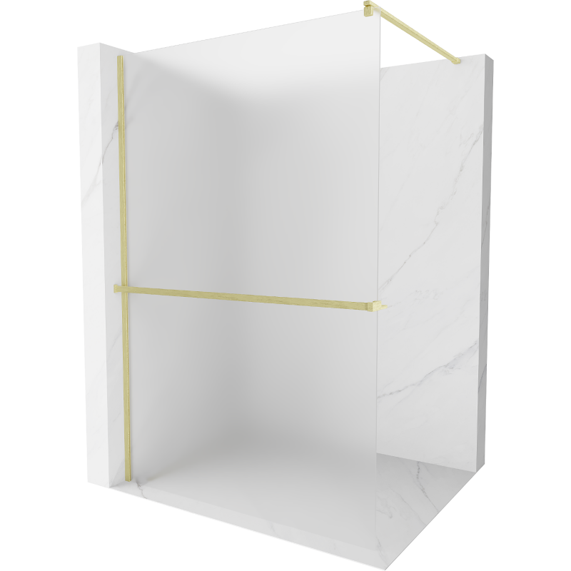 Mexen Kioto+ Duschwand mit Regal Walk-in 90 x 200 cm, Frost, gebürstetes Gold - 800-090-121-55-30