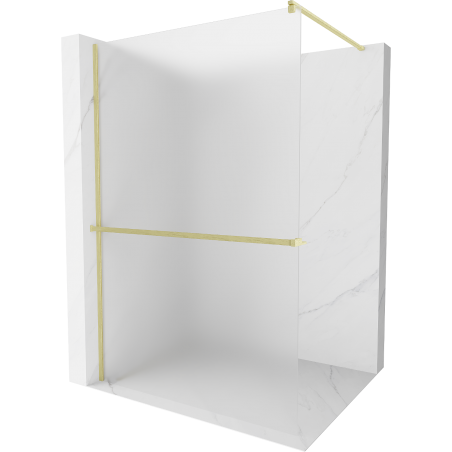 Mexen Kioto+ Duschwand mit Regal Walk-in 120 x 200 cm, Frost, gebürstetes Gold - 800-120-121-55-30