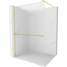 Mexen Kioto+ Duschwand mit Ablage Walk-in 130 x 200 cm, Frost, gebürstet Gold - 800-130-121-55-30