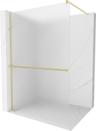 Mexen Kioto+ Duschwand mit Ablage Walk-in 130 x 200 cm, Frost, gebürstet Gold - 800-130-121-55-30