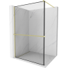 Mexen Kioto+ Duschwand mit Ablage Walk-in 90 x 200 cm, schwarzer Rahmen, gebürsteter Gold - 800-090-121-55-70
