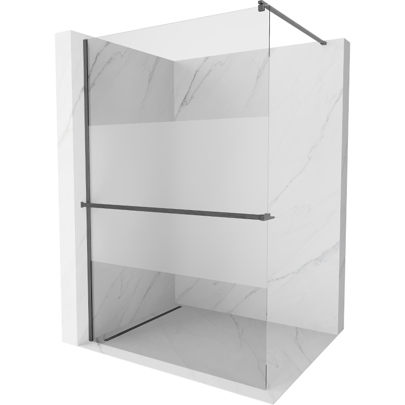 Mexen Kioto+ Duschwand mit Regal Walk-in 80 x 200 cm, transparent/Eis, gun gray gebürstet - 800-080-121-66-35